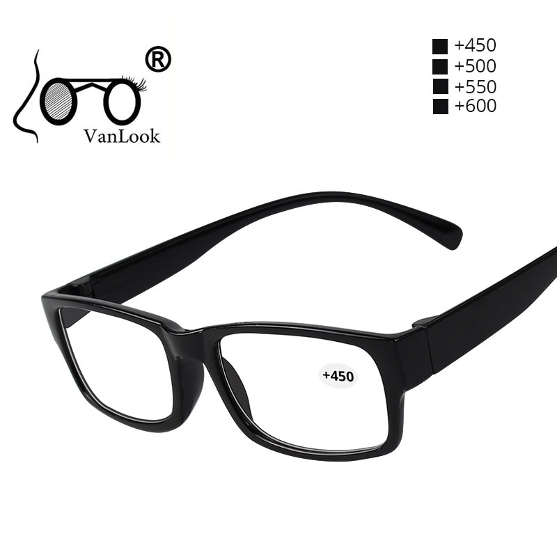 Leesbril Voor Mannen Vrouwen + 4.50 + 5.00 + 5.50 + 6.00 Zwart Plastic Frame Vrouwen Graden Hoge
