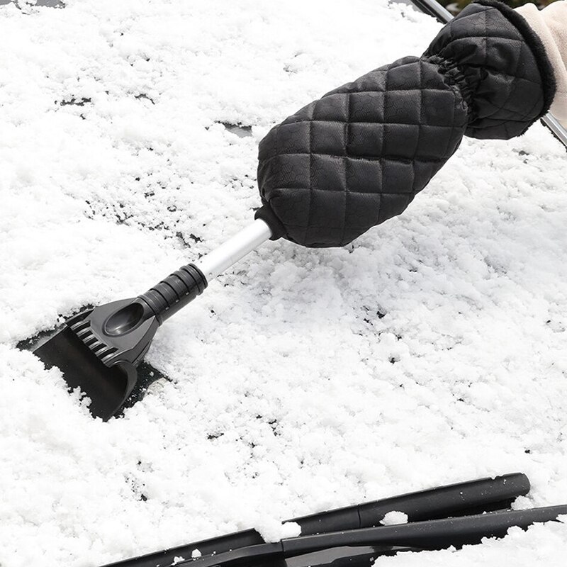 Thick Fleece Gloves Retractable Multifunctional Car Snow Removal Shovel Stylish Easy and Quick To Remove Ice and Snow: Black snow shovel