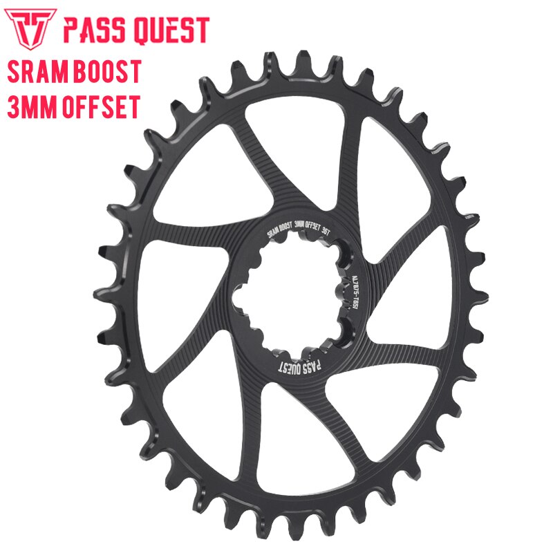 PASS QUEST 3mm Offset Crankset SRAM Gx xx1 Eagle GXP Round MTB Narrow Wide Chainring 32T-38T Bike Bicycle Chainwheel/Chain Wheel