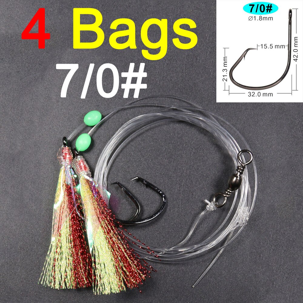 ICERIO 4 Taschen 2 Kreis Haken Sabiki Rig Snapper Rigs Salzwasser Angeln Flashabou Schwanz Rigs Größe 4/0# 5/0# 6/0# 7/0# 8/0#: 4bags Size 7I0