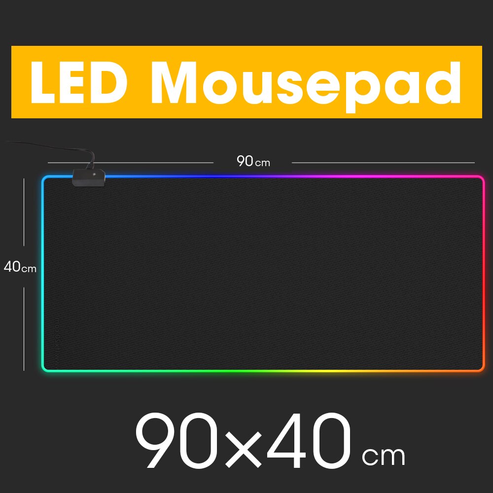 LED Light Gaming Mouse Pad RGB Super Soft Large Keyboard Cover Non-Slip Rubber Base Computer Carpet Desk Mat PC Game MousePad: LED 90 x 40 cm