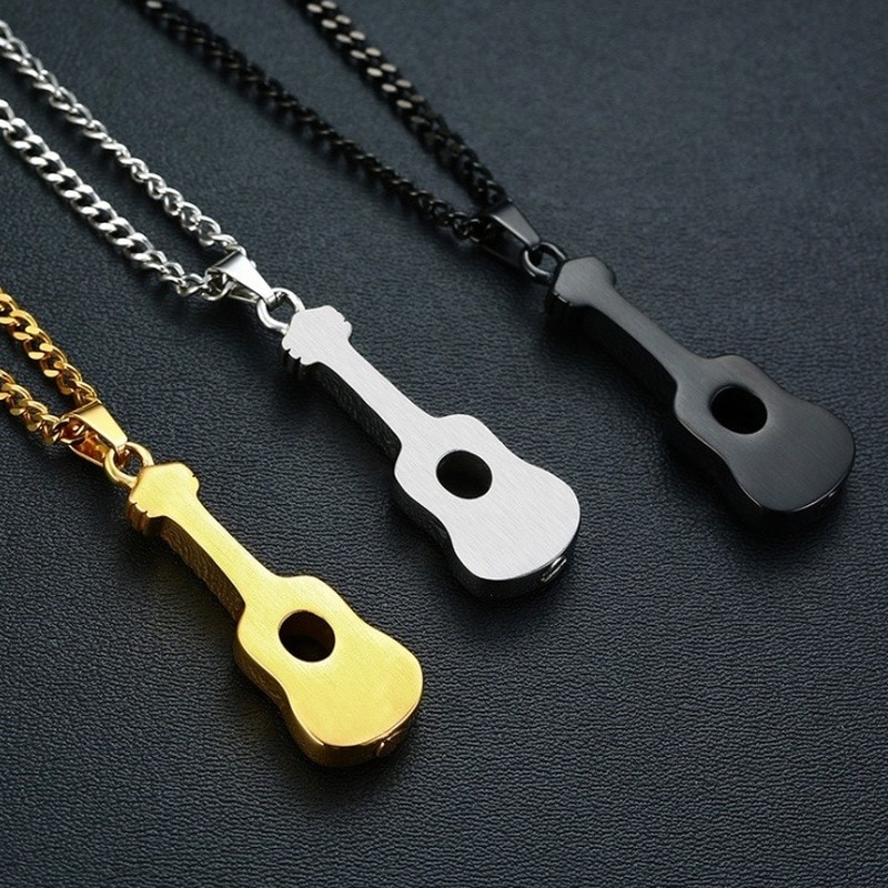 Men and Women Hip-hop Rap Guitar Pendant Guitar Necklace Jewelry