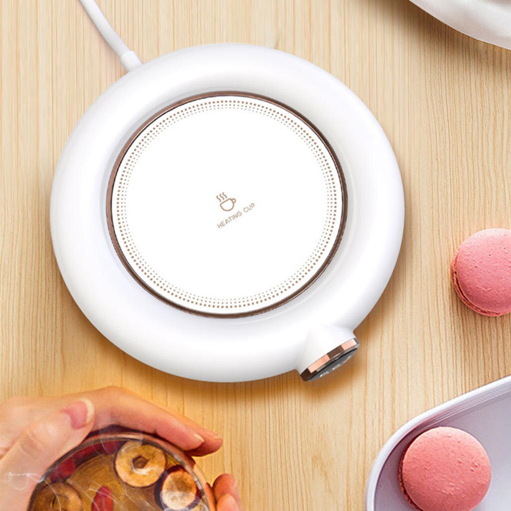 Posavasos eléctrico con Control táctil para calentar tazas, posavasos térmico con USB para té, café, vela, cera y leche: Blanco