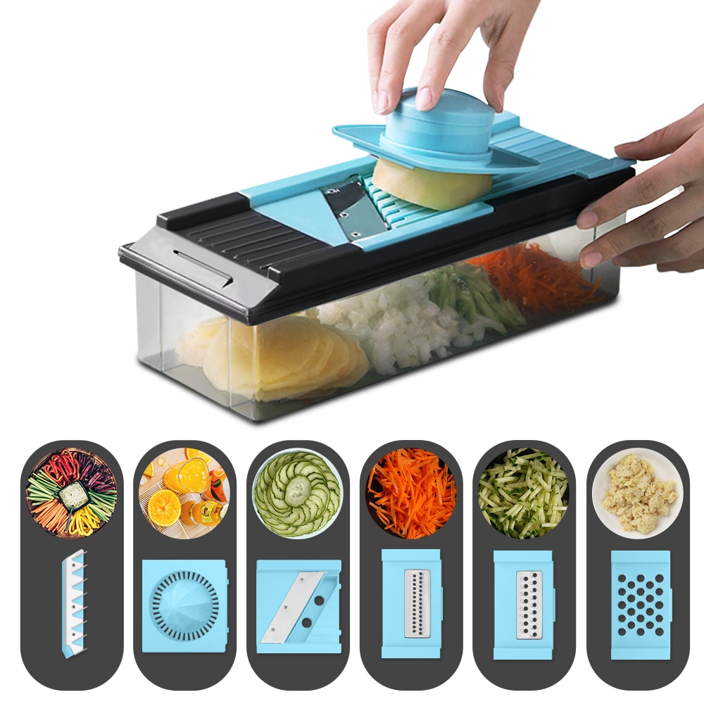 Damast handmatige groenterasp met 6 functies voor aardappel wortel draadvormige reep kaasschaaf fruitpers mandoline silcer