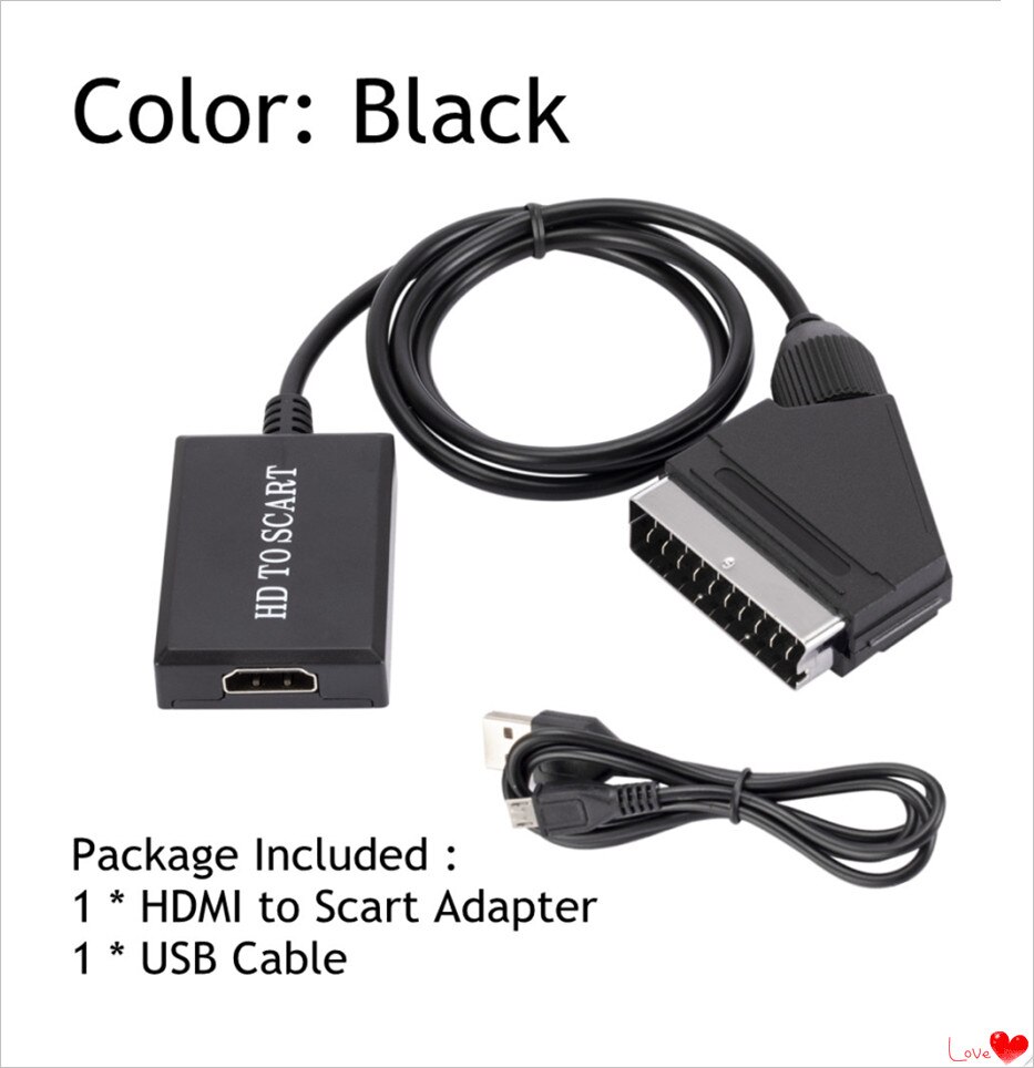 PzzPss HD 1080P HDMI Input To SCART Output Video Audio Converter Adapter For HDTV DVD For Sky Box STB Plug and Play DC Cables: Default Title