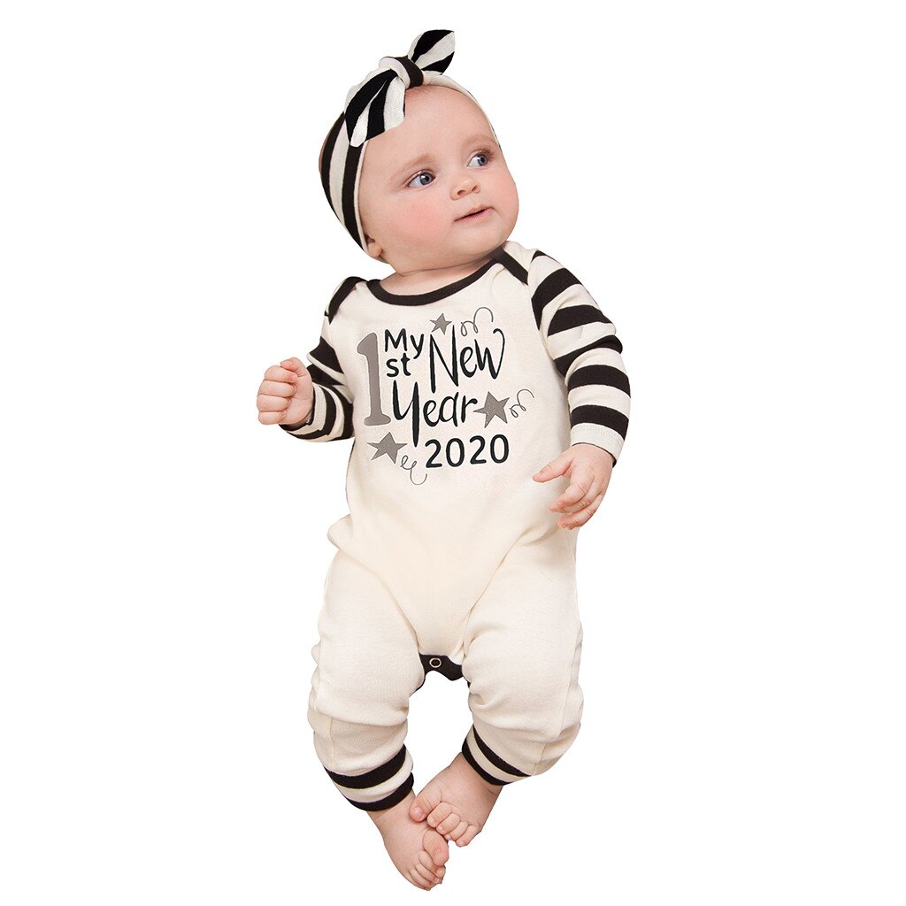 Bebê menina roupas infantis do bebê recém-nascido meninas meninos feliz anos novos macacão macacão roupas casuais para recém-nascidos macacão