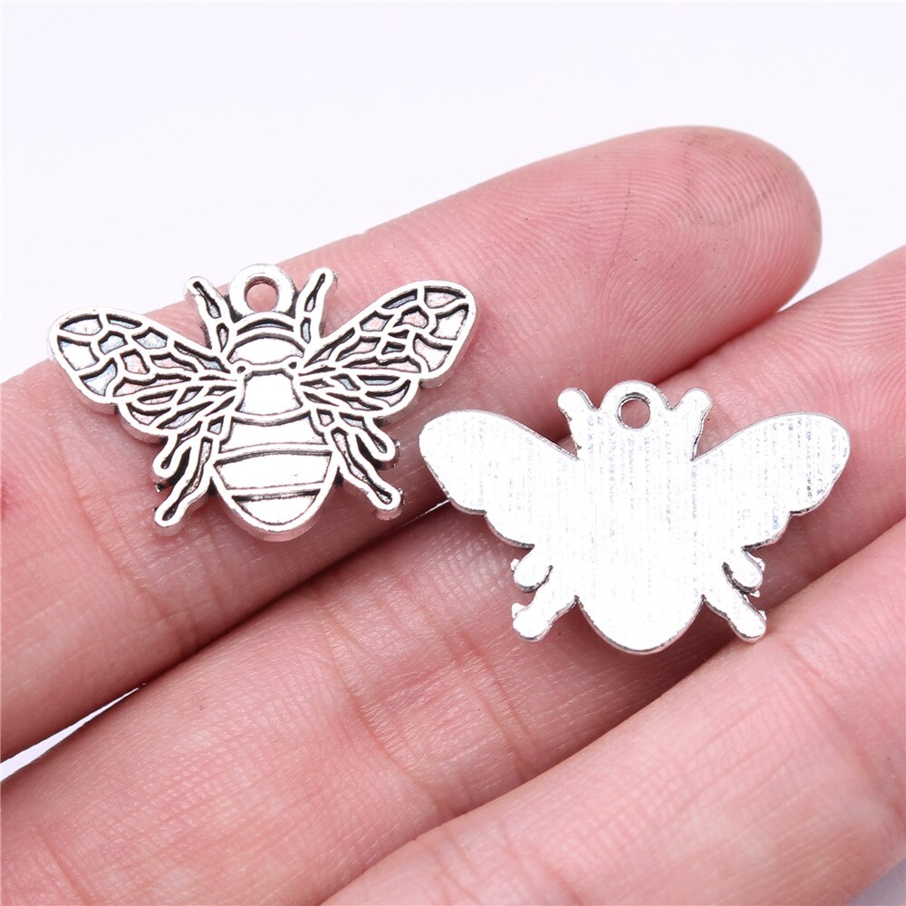 Dijes de abeja, Hornet de miel, Bronce Antiguo, colgantes de Color plateado, hallazgos de fabricación DIY, artesanía hecha a mano, 10 piezas: COLOR ORO ROSADO