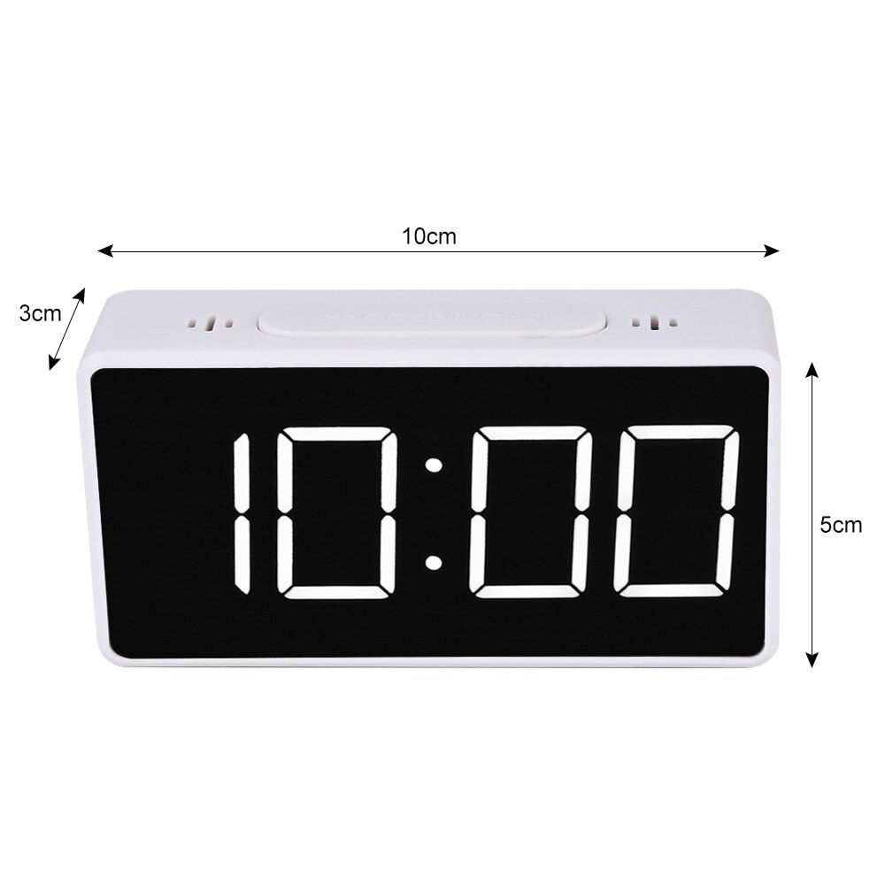 LED Mirror Alarm Clock Sound-Activated Clock Rechargeable Bedside Music Clock Dual Alarms with Snooze function