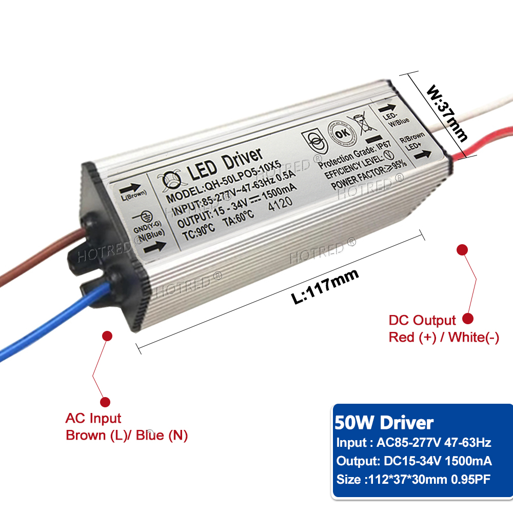 Adaptador de transformador a Fuente de alimentación, Controlador LED de 10W, 20W, 30W, 50W, 100W, a DC3V AC85V-277V, 12V, 18V, 24V, 30V, IP65, 300/600/900/1500/3000mA: Verde