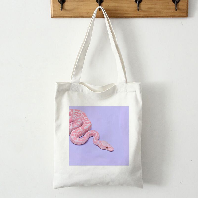 Färgglada orm säljer väl axelväskor canvas shoppingväska punk vintage estetisk tecknad konst shopper väska skipoem: 3