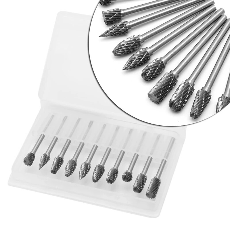 Haste de metal desenho carboneto tungstênio fresa ferramenta rotativa rebarbas duplo diamante corte rotativo ferramentas dremel moagem elétrica