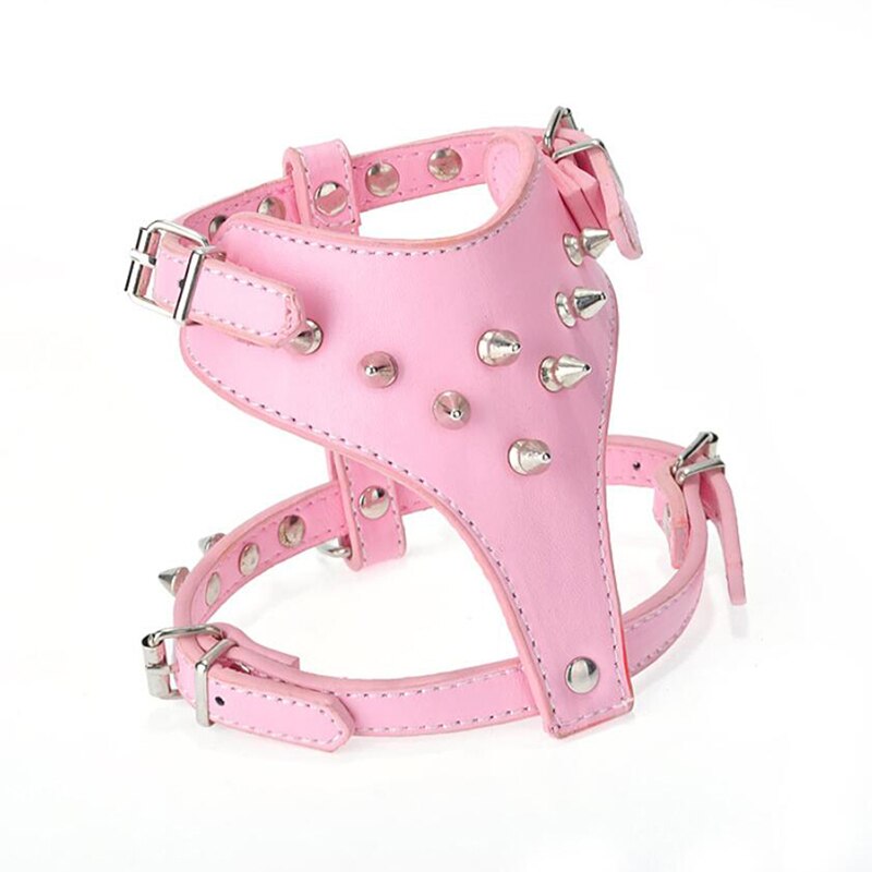 PU Leather Spiked Studded Dog Harness Pet Pitbull Adjustable Harness Collar For Medium Large Dogs Boxer Bull Terrier