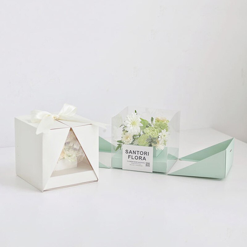 Kraft Paper Flower Box Window Hand-held Box Flower Arrangement Bag Foldable Flower Packing Box Flower Bag Box 2022