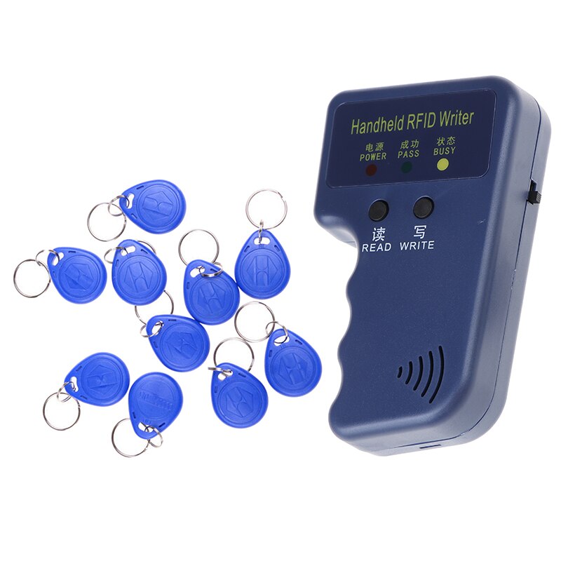 125 khz handhållen rfid-skrivare/kopiator/läsare/duplikator med 10 st id-taggar