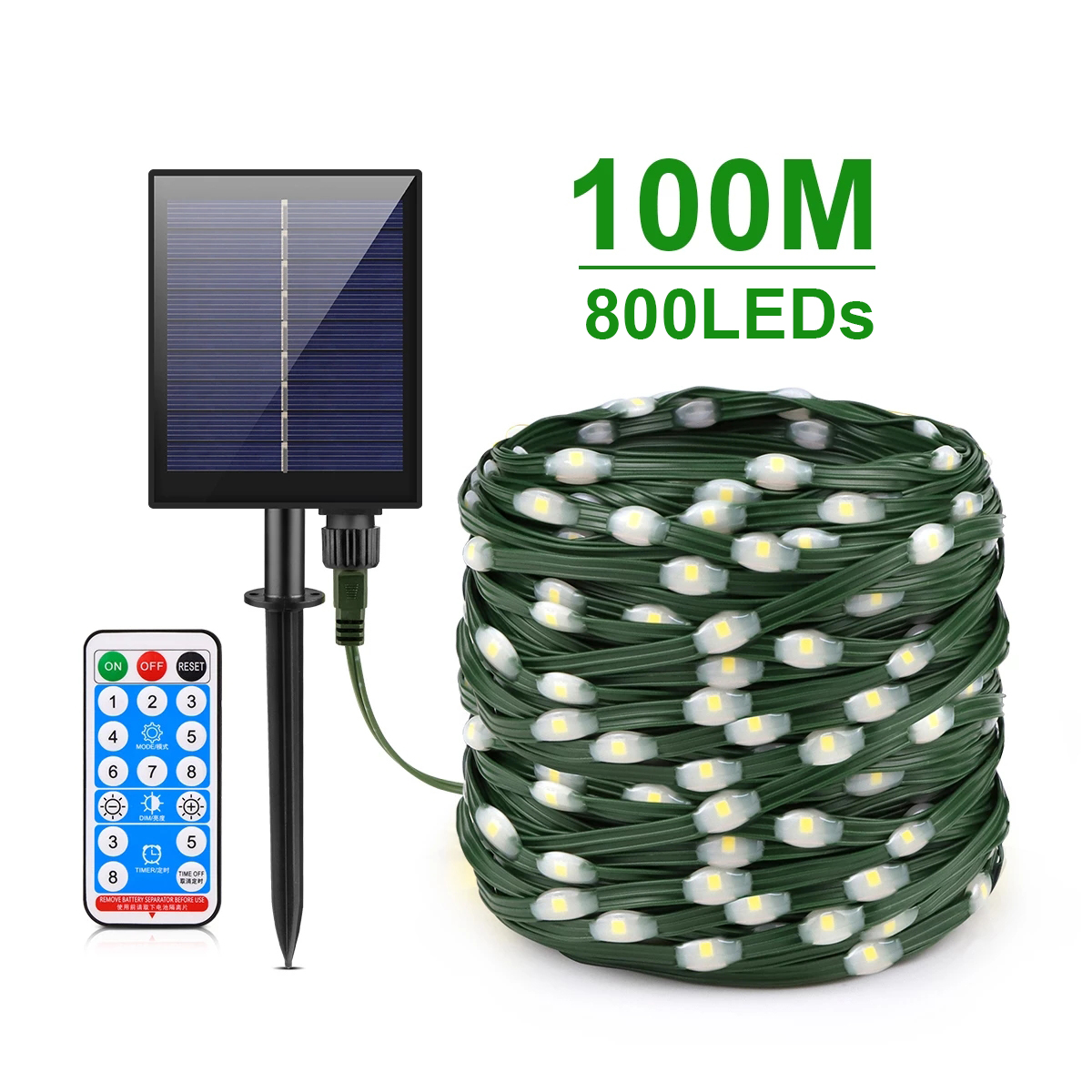 Lederen LED Solar String Fairy Lights 100M Kerstverlichting Waterdichte buitenslinger Krachtige zonnelamp voor tuindecoratie