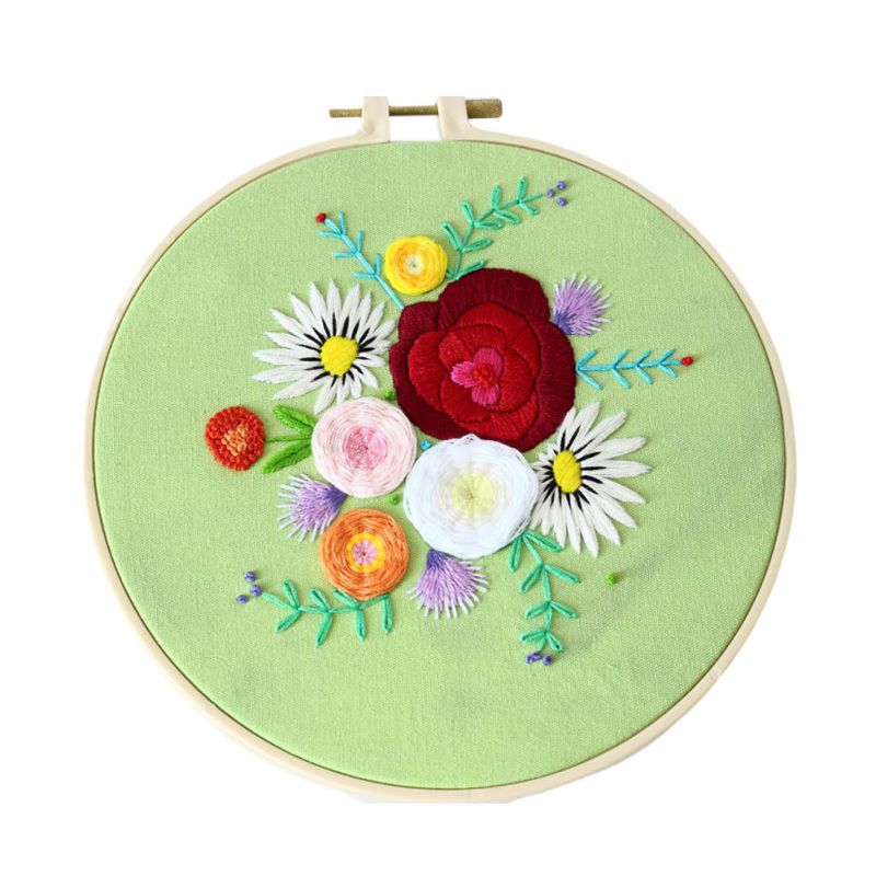 DIY Embroidery Materials Package Plant Flower Heart Handcraft Embroidery Kits For Beginners Craft Embroidery Making Products: Blue