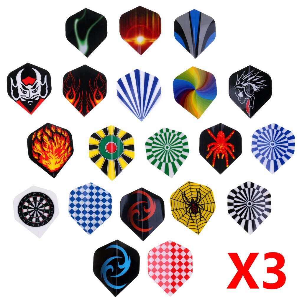 3 Sets/60 Pieces Dart Flights Standard Shape, Mixed Color