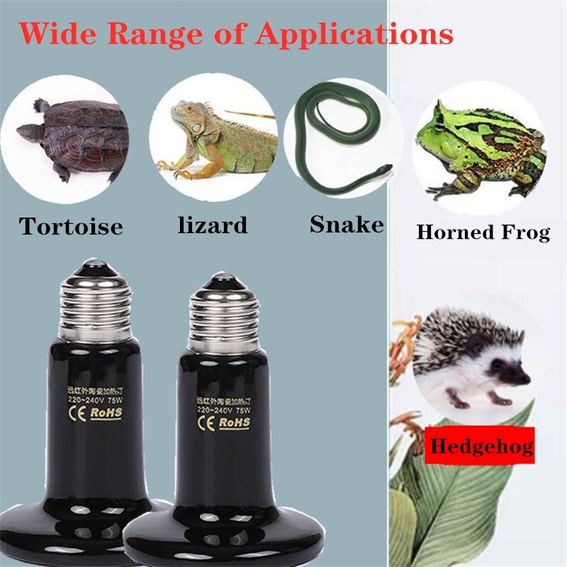 25-200W Reptiel Warmtelamp Infrarood Keramische Emitter Warmte Licht Huisdier Broedmachine Coop Heater Lamp Voor Amfibie Reptiel