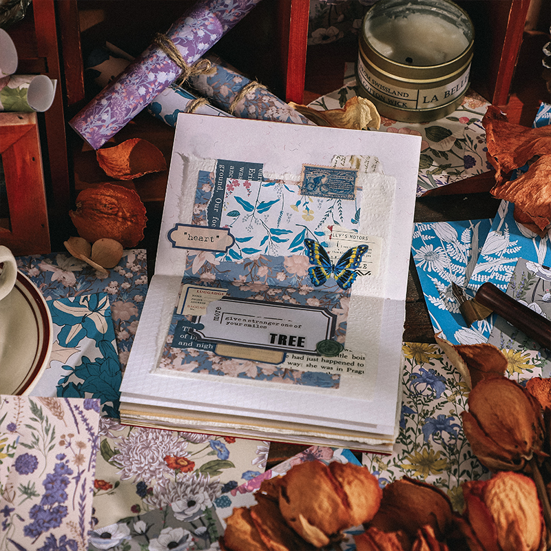 Juego de papel de Material Vintage de 60 piezas para álbum de recortes, diario, Collage, decoración de fondo, papelería Retro