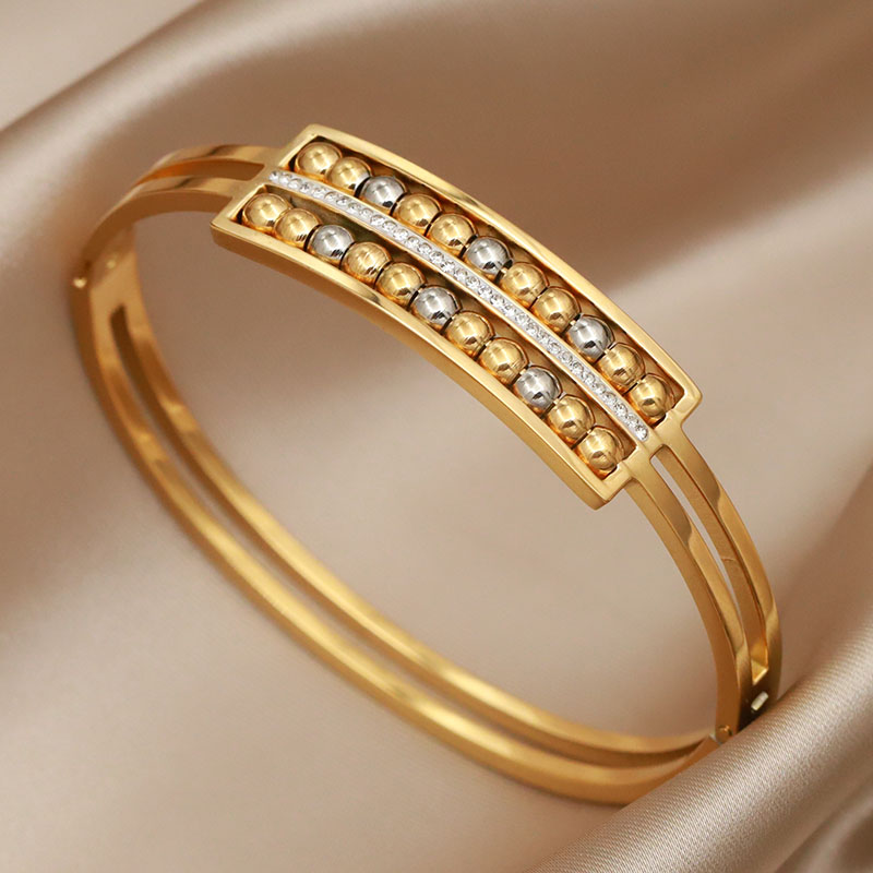 316L roestvrijstalen metalen kralen kruisarmbanden voor dames modemerk sieraden veelkleurige vlinderbloemarmbanden: Rose Goud Kleur