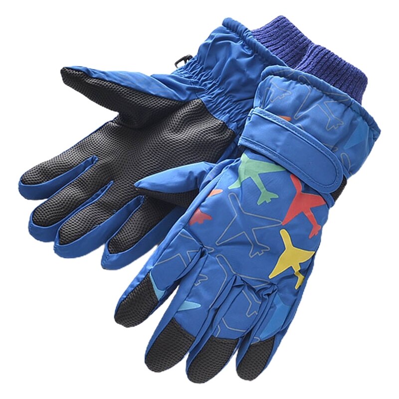 Kinderen kinderen winter warme berg snowboard ski handschoenen sport lange vinger wanten: Koningsblauw