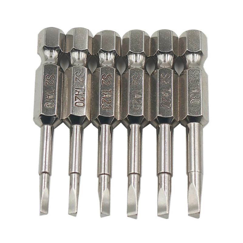 6pcs 50mm Triangle Magnetic Screwdriver Bits S2 Steel 1/4 inch Hex Screwdriver Bit Set DIY Hand Tools