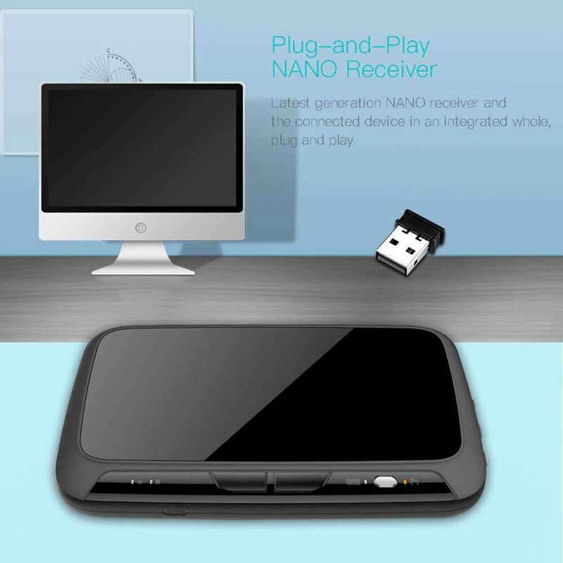 H18+ Wireless Air Mouse Mini Keyboard Full Sn Press 2.4GHz Keyboard Touchpad with Backlight Function for Smart TV PS3