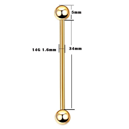 SWANJO 1PC 14G G23 Titanium Industrial Piercings Industrial Barbell Gem Top Removable Earrings Tragus Ear Gauge Body Jewelry: T5603