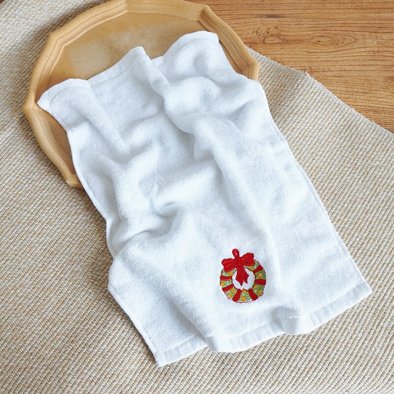 Cotton Christmas Towel, Santa Claus Set Face Towel: White