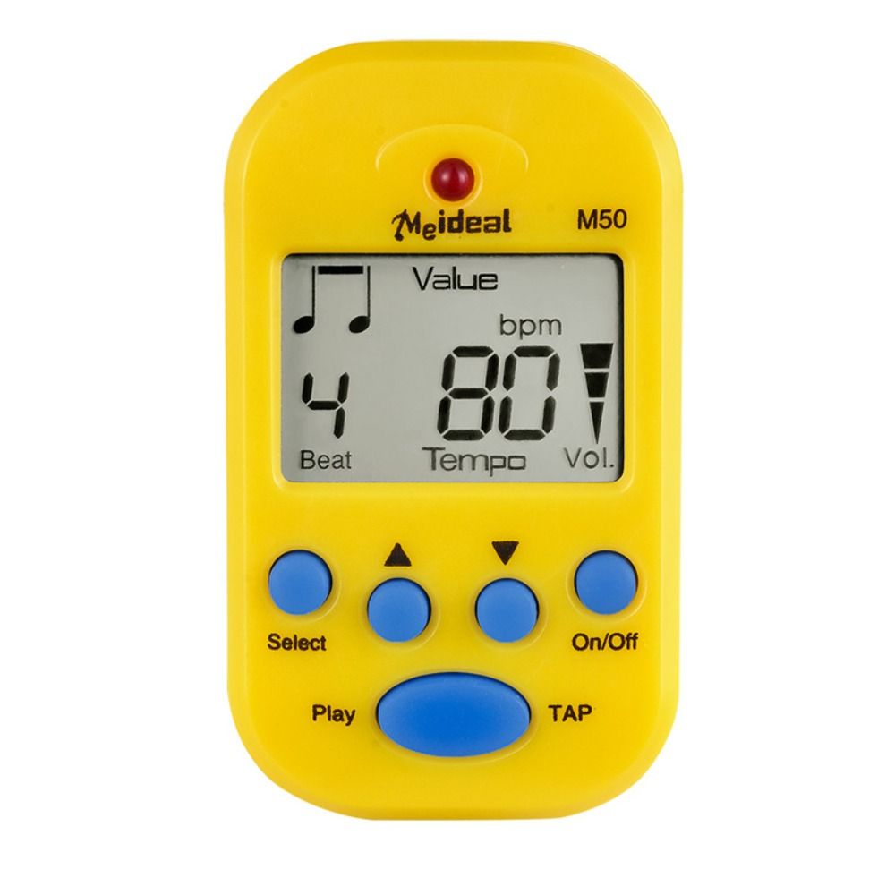 Lcd mini metronom dobbeltkanals clip-on lomme metronom praktisk plast digital beat tempo metronom guitar: Gul