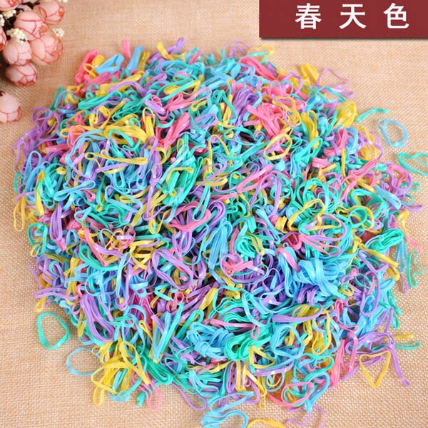 4000pcs BIG Hair bands high elastic hair one-time small rubber band color elastic children: E