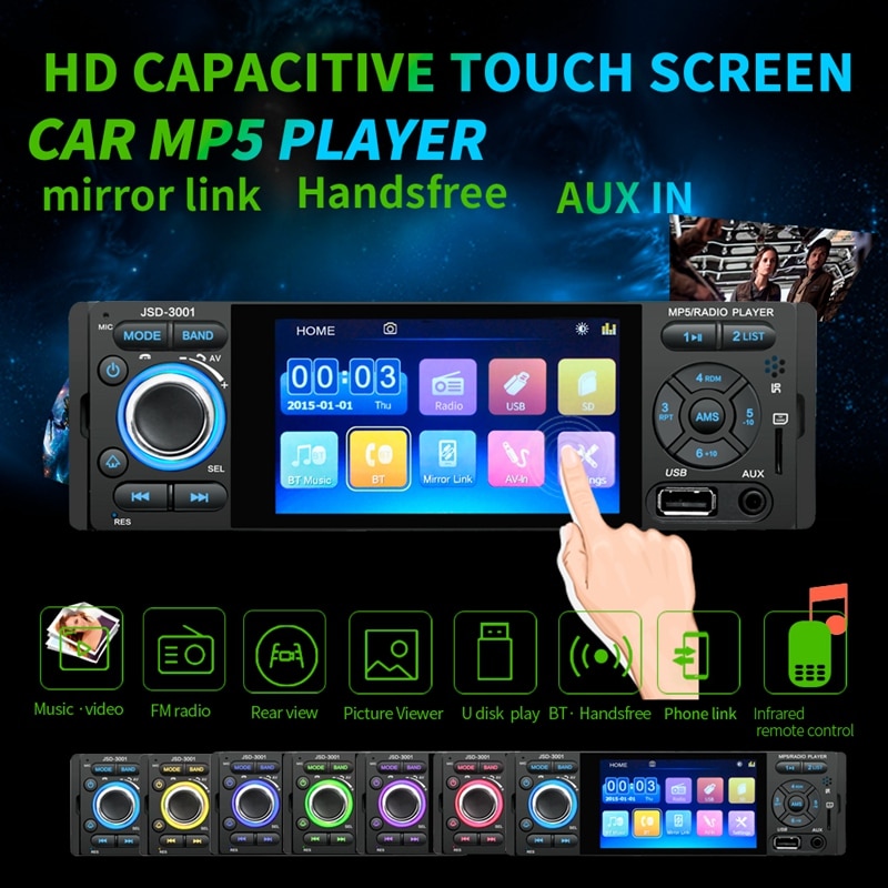 Autoradio 1 din bilradio jsd -3001 4.1 mp5 bilafspiller presseskærm bilstereo bluetooth 1 din auto radio