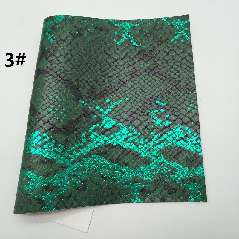 Tela metálica de piel sintética de serpiente, hojas de cuero sintético, para hacer lazos, R2033A, 21x29cm, 1 unidad: 3