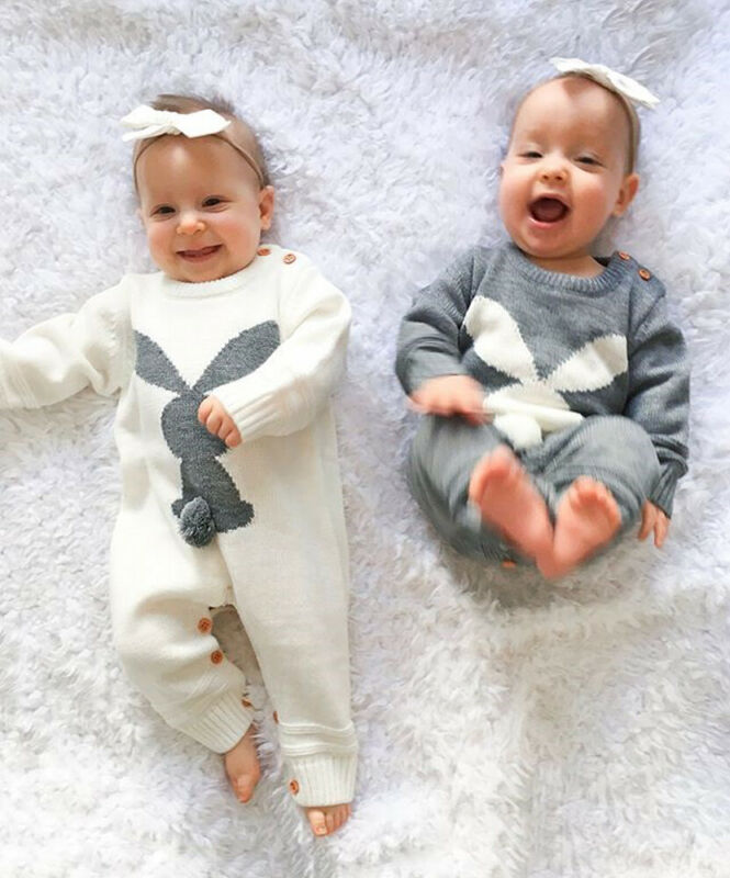 0-24M Neugeborenen Hase Wolle Strampler Winter Kleinkind Baby Junge Mädchen Kaninchen Gestrickte Strampler Wolle zur Seite fahren Gesamt Outfits