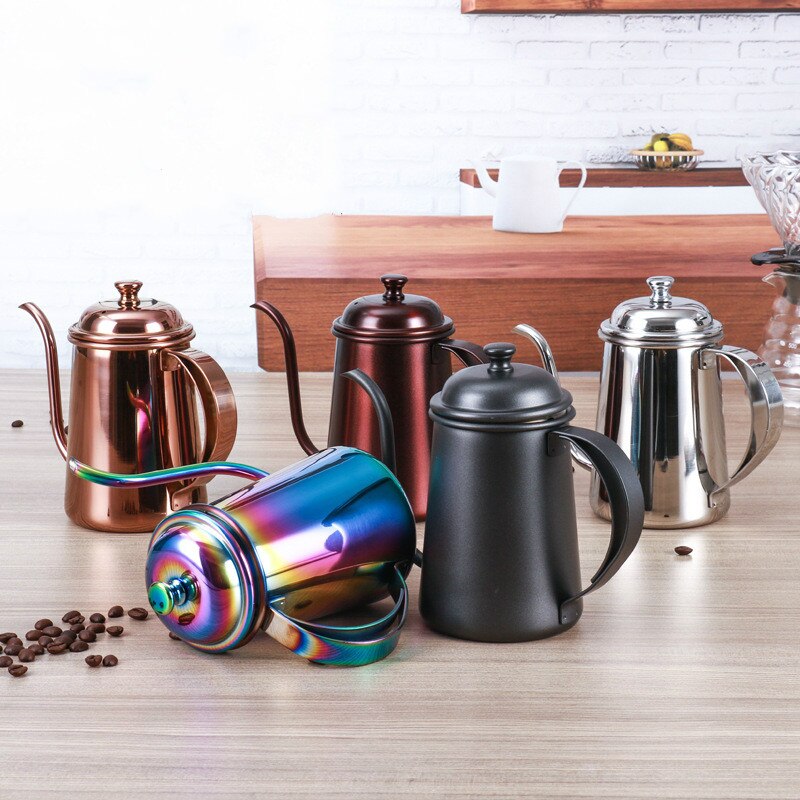 Kaffekanneverktøy håndstansekar 650ml tykk 304 rustfritt stål drypp kaffekanne egnet til bruk med  v60 kaffesett