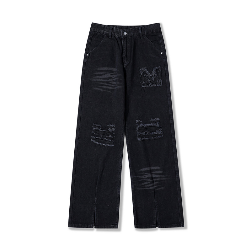 UNCLEDONJM rip jeans for men hip hop jeans biker jeans streetwear ripped jeans men jeans for men: black / L