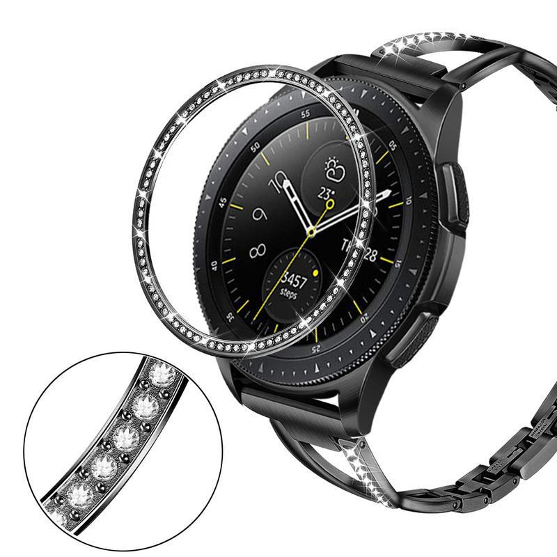 Bisel de Metal para Samsung Galaxy Watch 46mm 42mm Gear S3 Frontier funda antiarañazos reloj inteligente escala anillo accesorio: Negro carbón / 14 mm