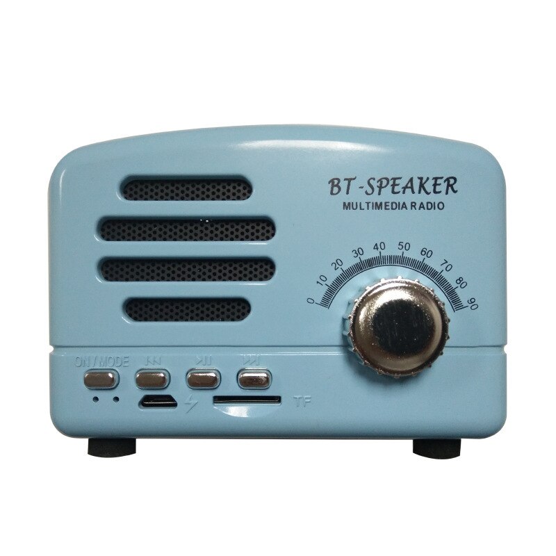 bluetooth speaker retro portable radio card subwoofer antique mini speaker: Blue