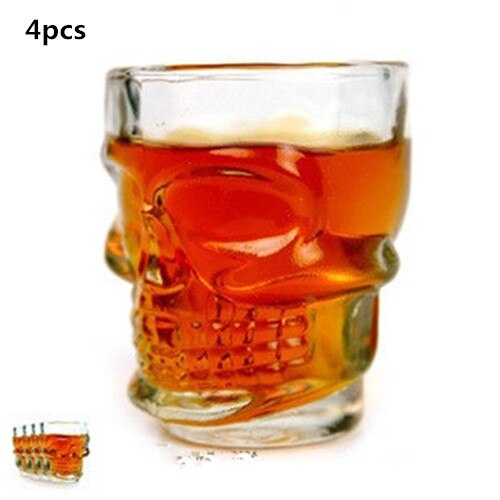 Wodkafles Skull Hoofd Flessen Creatieve Gothic Wijn Glas Cup Decanter Wijn Glazen Fles met Tap: 4pcs cup set