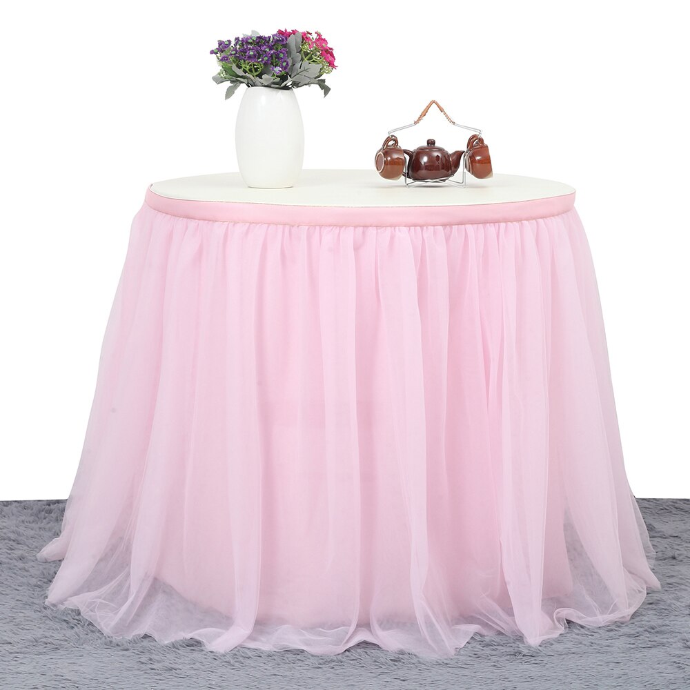 Tulle Tablecloth for Birthday Party Wedding Dinner Tableware Decoration 3 Tiers Table Skirt Home Textile Table Skirt
