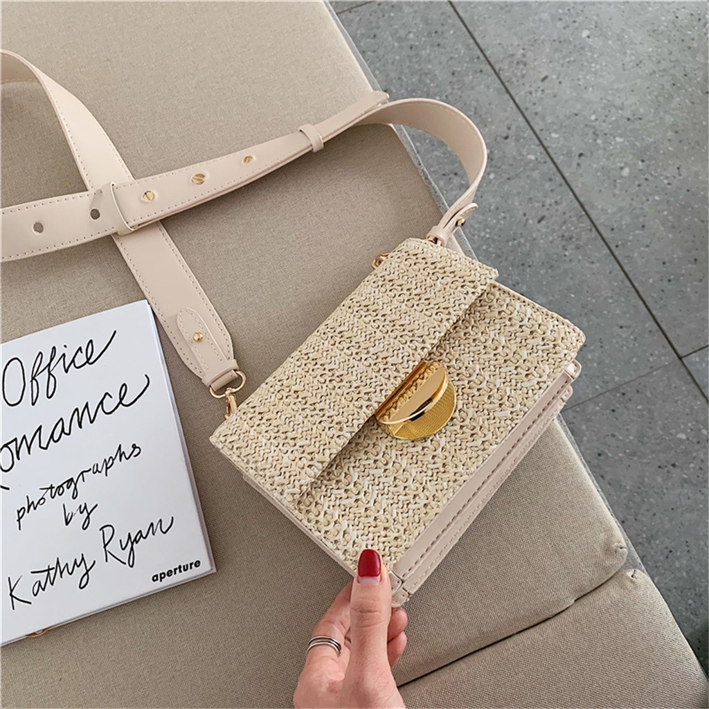Sac Bali tissé à la main Bolsa Feminina sac carré boucle rotin paille sacs cartable vent bohême plage Bolsa sac en osier bolso paja