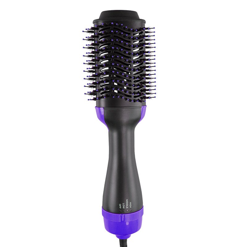 One Step Hair Dryer & Volumizer Salon Air Paddle Styling Brush Negative Ion Generator Hair Straightener Curler: purple / UK
