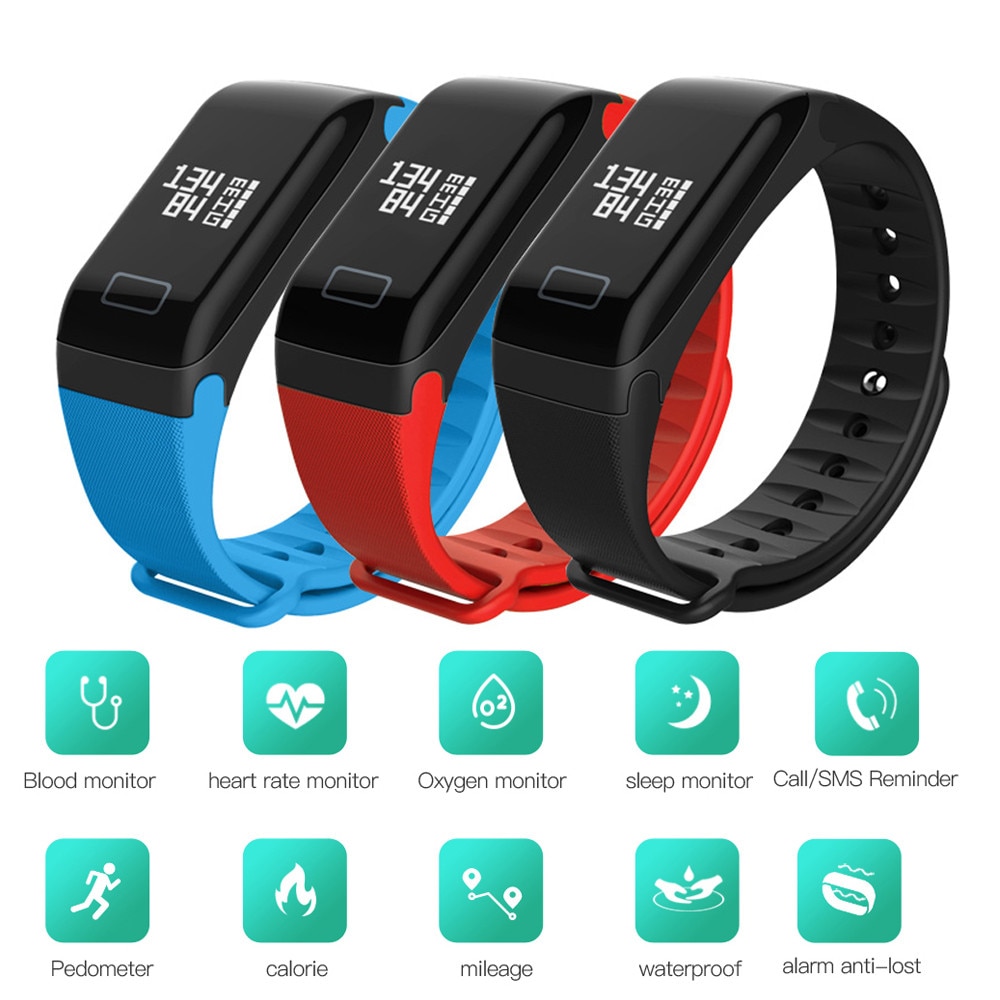 Activity Fitness tracker Smart Bracelet Heart Rate blood pressure watches F1 smart wristband Call reminder Pedometer smart band