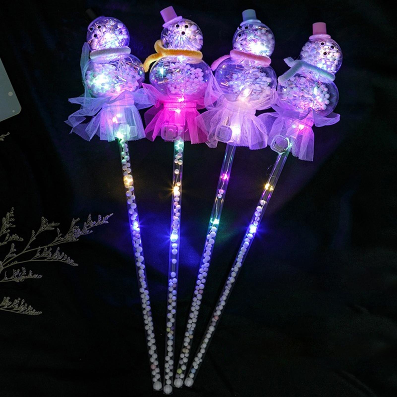 Kerst Led Flash Sneeuwpop Wand Kinderen Lichtgevende Fairy Starry Stok Speelgoed Kerst Feestelijke Sneeuwpop Patroon Glow Stick Speelgoed