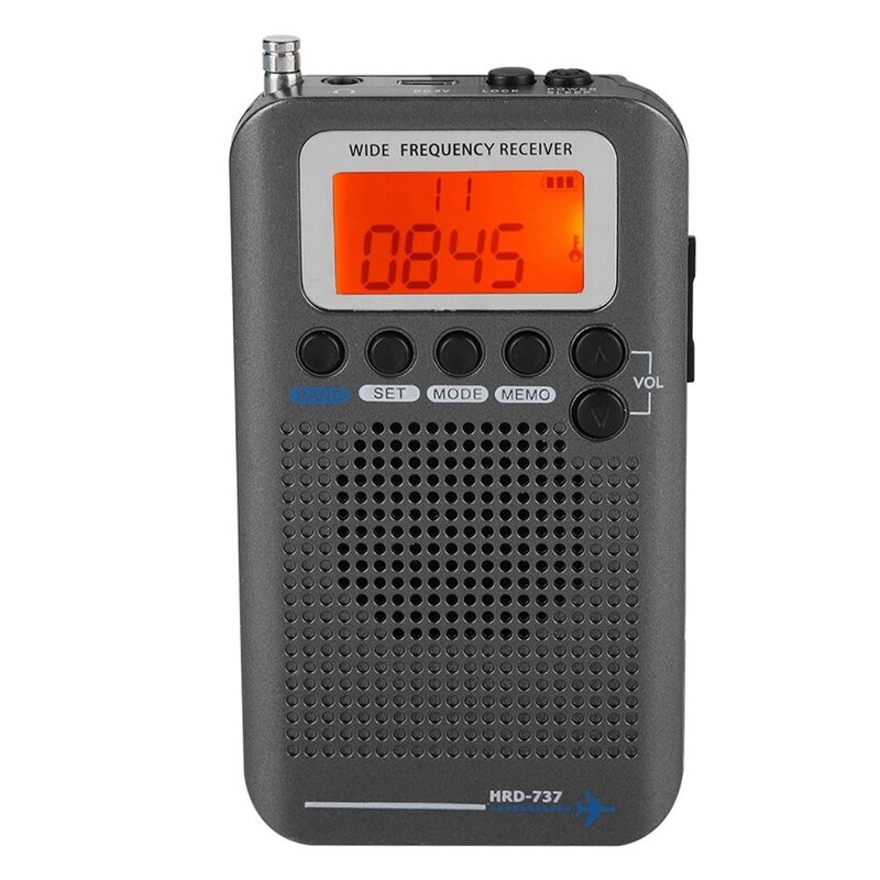 Portable Aircraft Radio Receiver,Full Band Radio Receiver - AIR/FM/AM/CB/SW/VHF,LCD Display With Backlight,Chip Has A Powerful M: Default Title