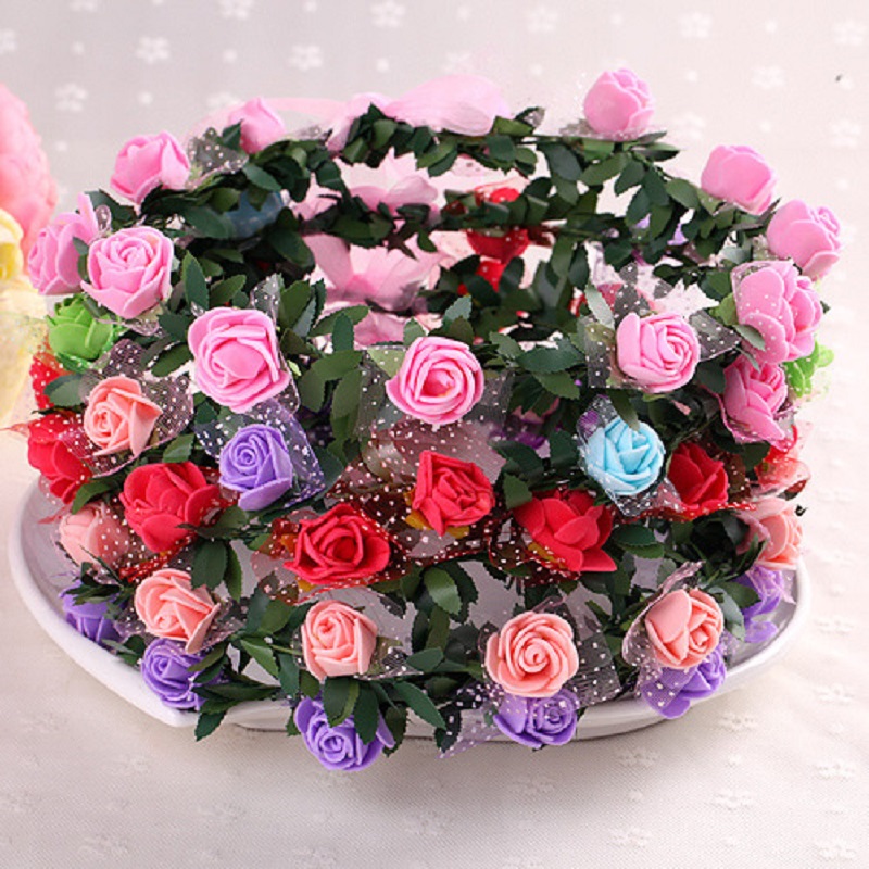 Guirnalda de flores artificiales para niños y adultos, tocado de corona, banda para el pelo, diadema, corona de princesa para novia, Decoración de cumpleaños y boda