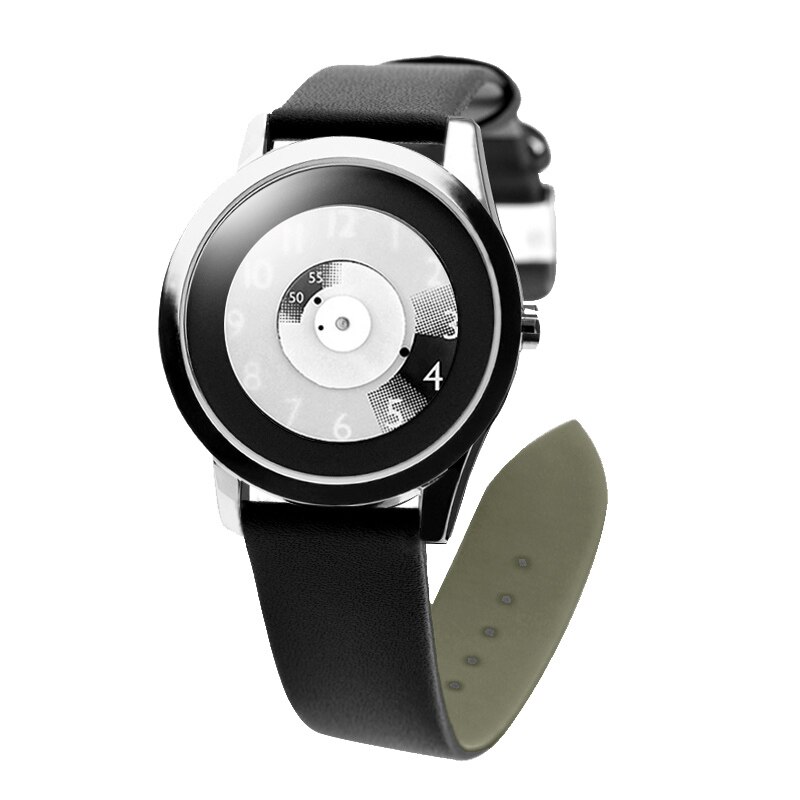 Enmex hit colour band wristwatch focal point special Hidden numbers men casual quartz watch: d3