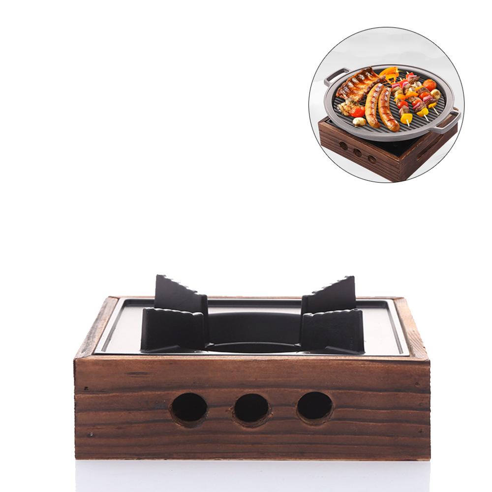 Parrillas portátiles de aleación de aluminio para cocinar, cuadradas, cocina de Alcohol sólido comercial, para el hogar, estofado en seco antiguo, olla de 16x16x7cm