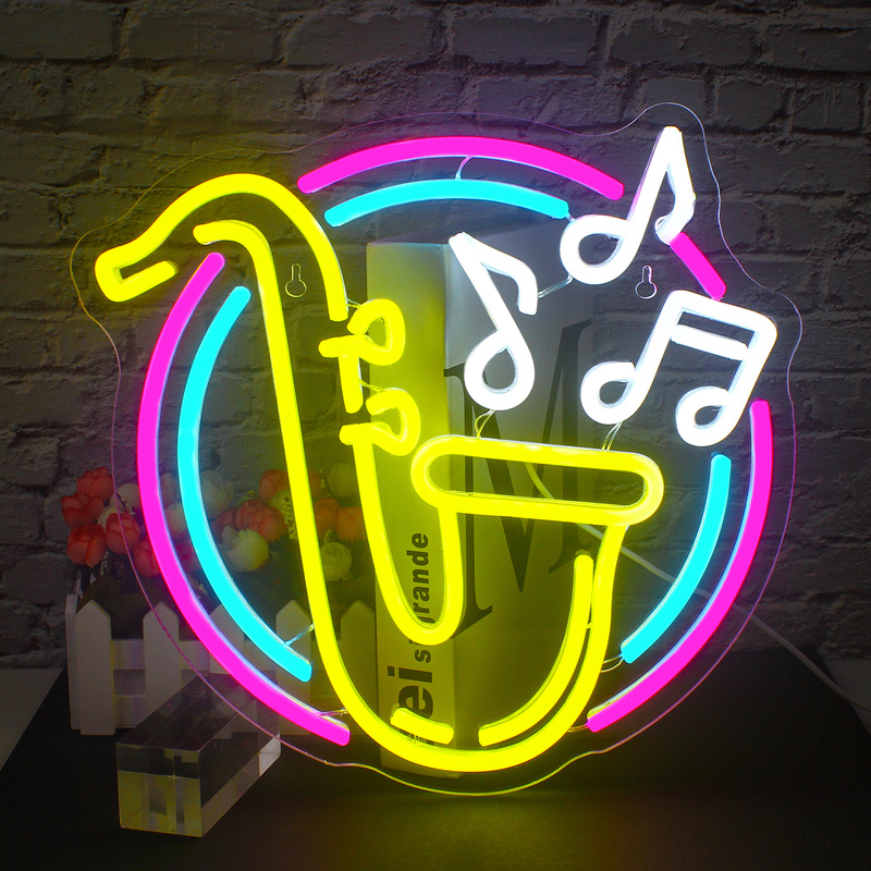 Enseigne au néon LED Jazz Saxophone, lumières à intensité variable, musique en direct, décoration murale, enseignes d'art, décoration de chambre, studio, bar, club, fête: Lumière naturelle