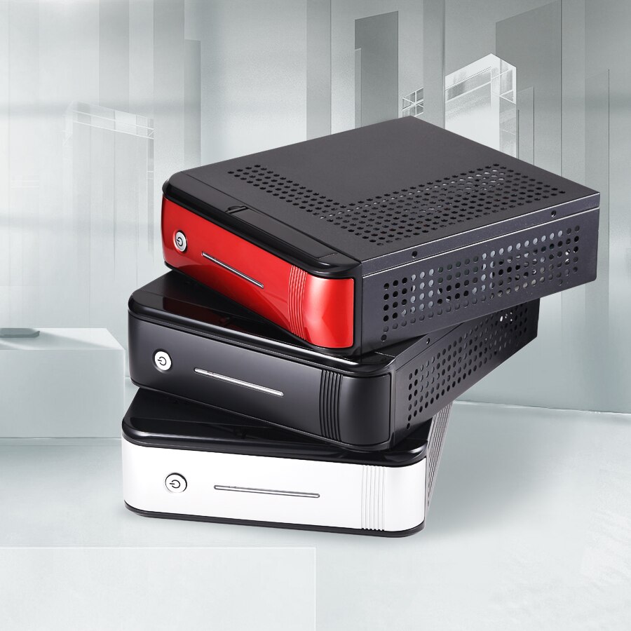 Realan Zwart Mini Itx Case E-3015 Met 120W Dc Voeding 12V 5A Adapter